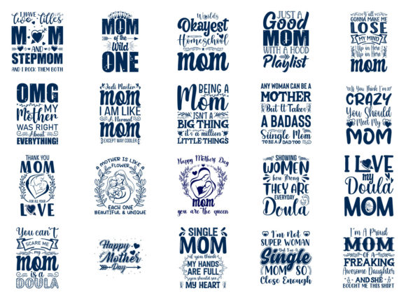 20 Mom Typographic SVG Bundle: Graphics and Crafts Made Simple
